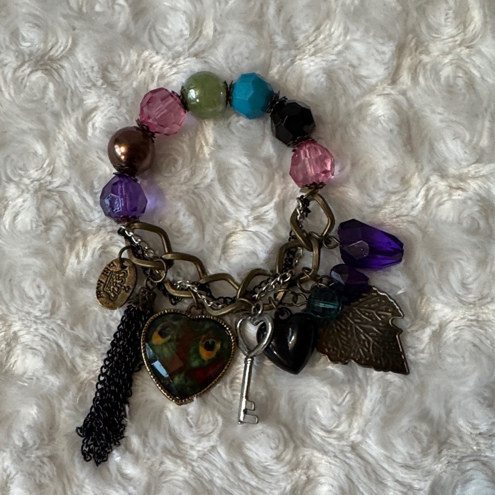 Bohemian Charm Bracelet with Heart Pendant